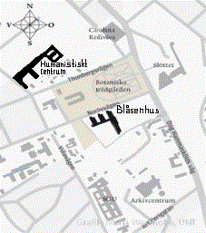 Map with the locations of Engelska parken and Blåsenhus